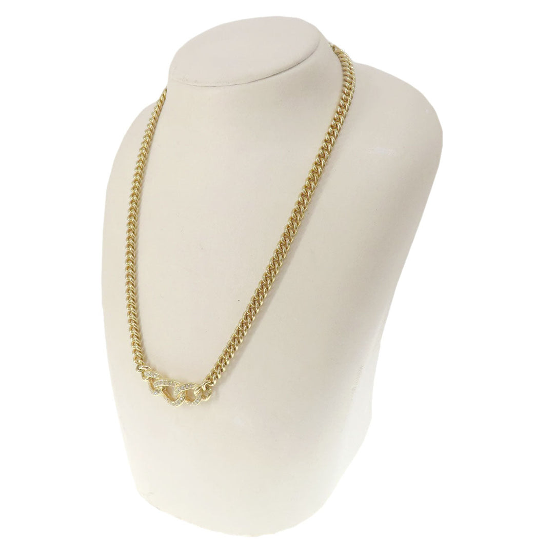 Christian Dior Necklace metallic gold Rhinestone Women Used Authentic