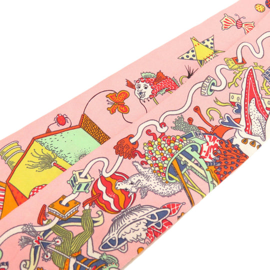 HERMES scarf silk pink Twilly Women Used Authentic