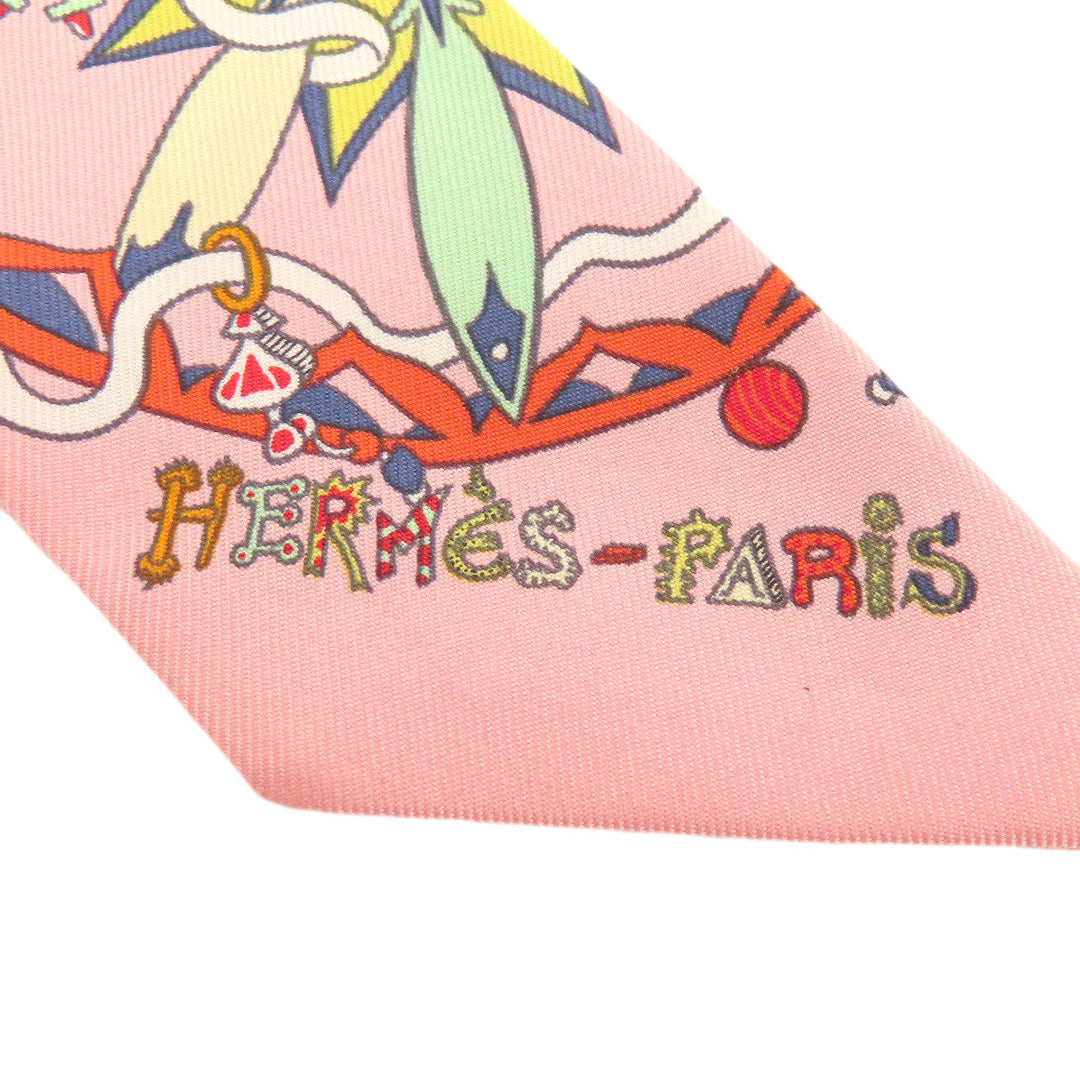 HERMES scarf silk pink Twilly Women Used Authentic
