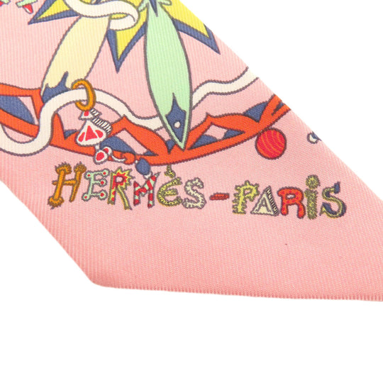 HERMES scarf silk pink Twilly Women Used Authentic