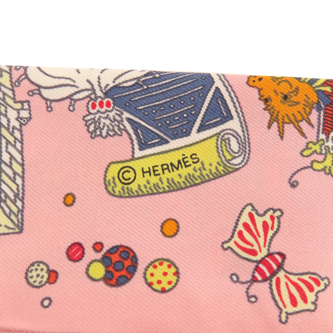 HERMES scarf silk pink Twilly Women Used Authentic