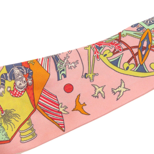HERMES scarf silk pink Twilly Women Used Authentic