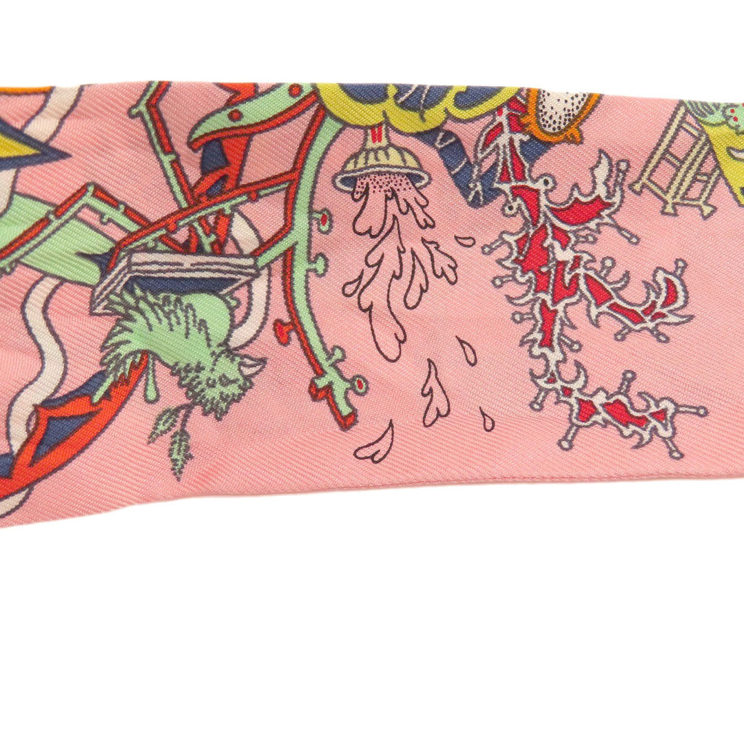 HERMES scarf silk pink Twilly Women Used Authentic