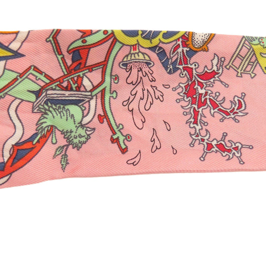 HERMES scarf silk pink Twilly Women Used Authentic