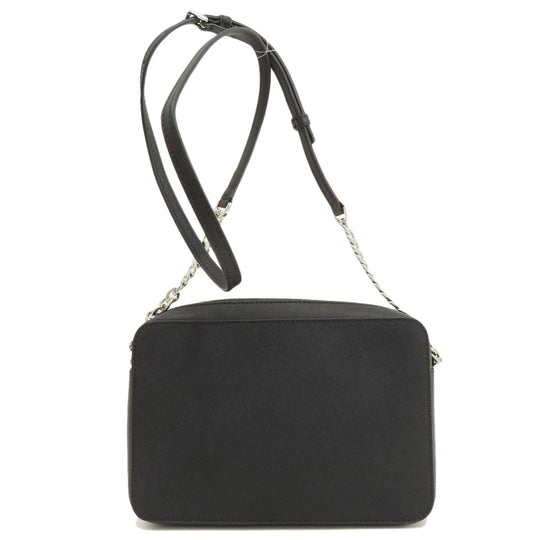 MICHAEL KORS Shoulder Bag leather black logo Women Used Authentic