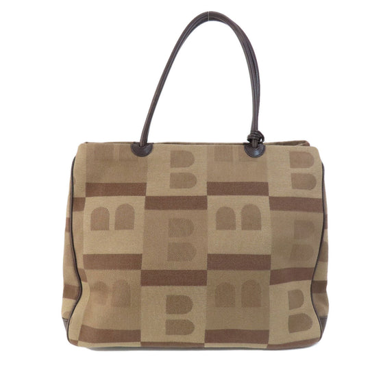 BALLY Tote Bag canvas Brown logo Women Used Authentic