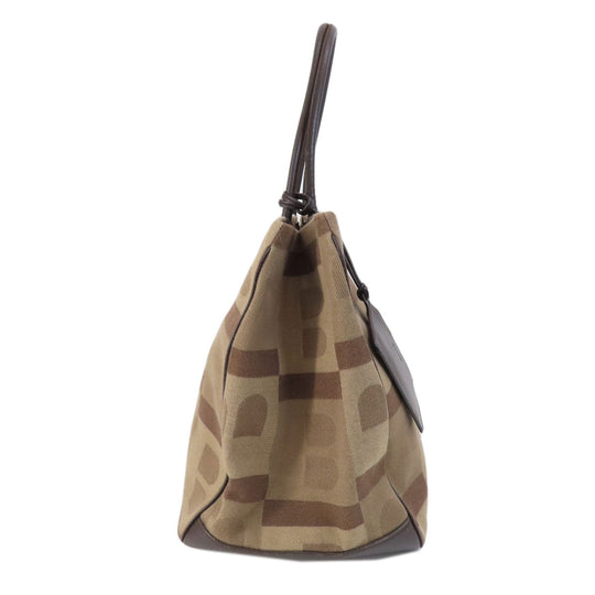 BALLY Tote Bag canvas Brown logo Women Used Authentic