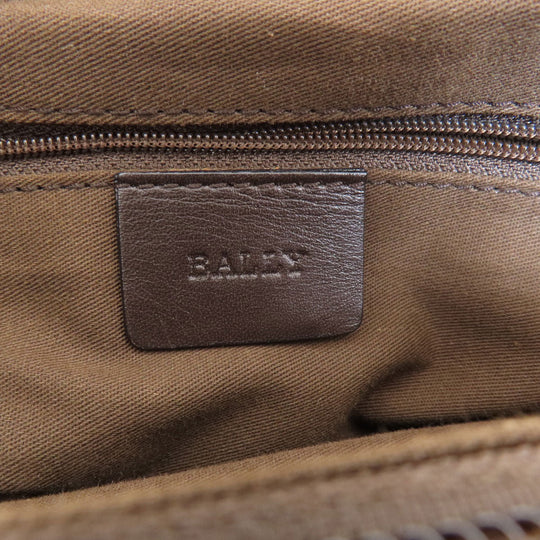 BALLY Tote Bag canvas Brown logo Women Used Authentic