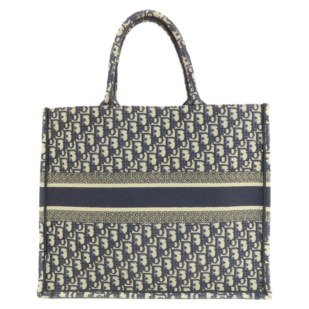 Christian Dior Tote Bag canvas Navy book tote large Women Used Authentic