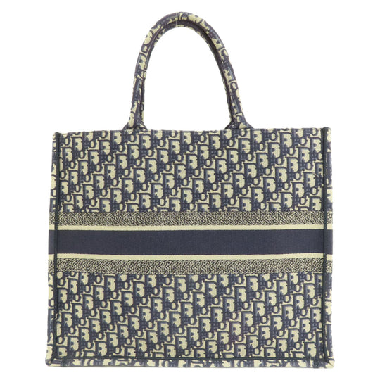 Christian Dior Tote Bag canvas Navy book tote large Women Used Authentic