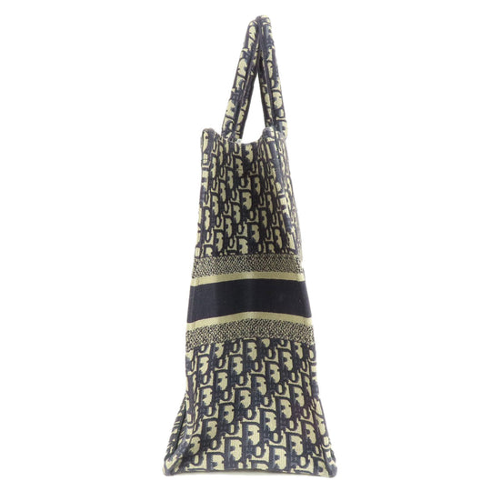 Christian Dior Tote Bag canvas Navy book tote large Women Used Authentic
