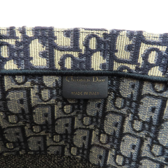 Christian Dior Tote Bag canvas Navy book tote large Women Used Authentic
