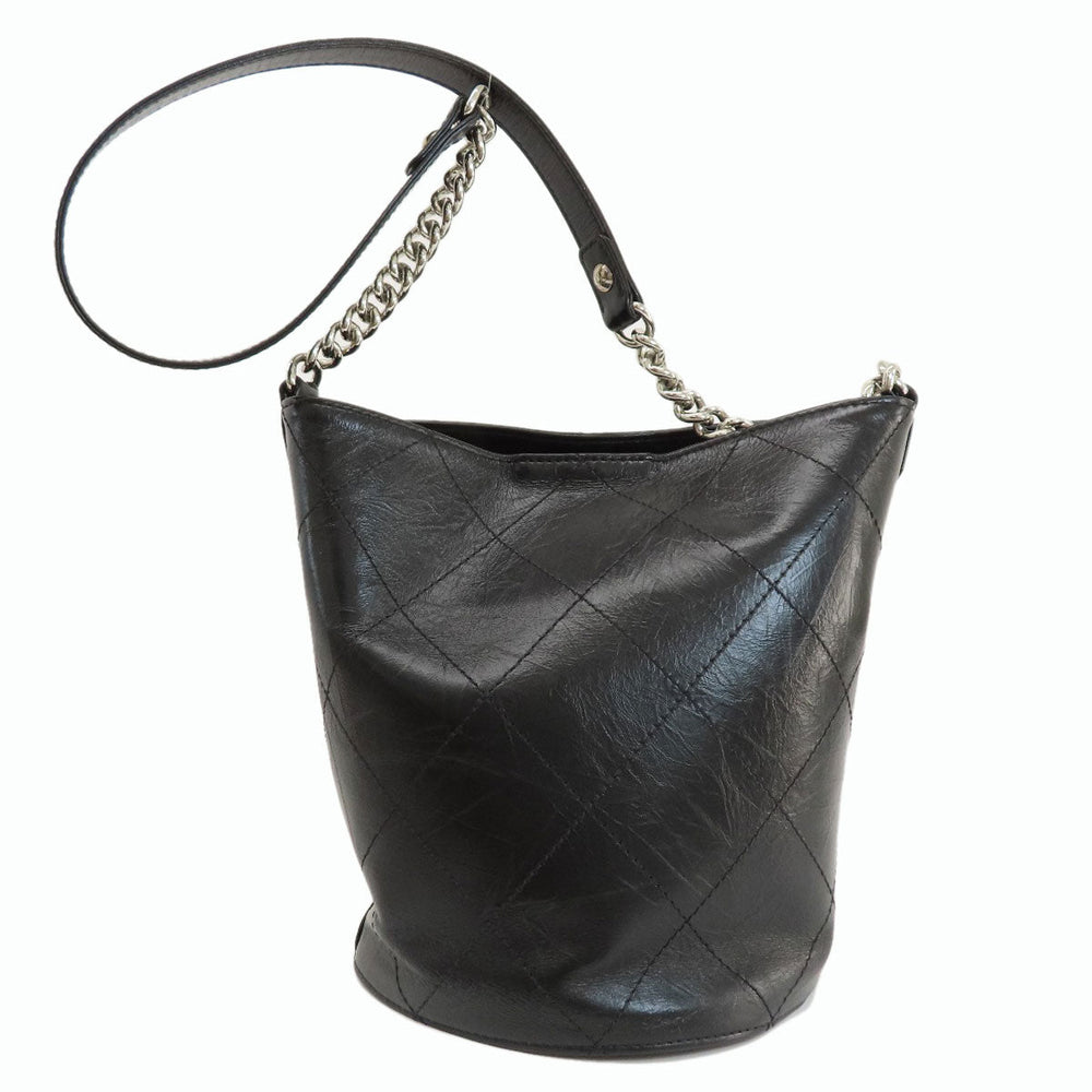 CHANEL Shoulder Bag Calfskin black Small Bucket COCO Mark SilverMetal