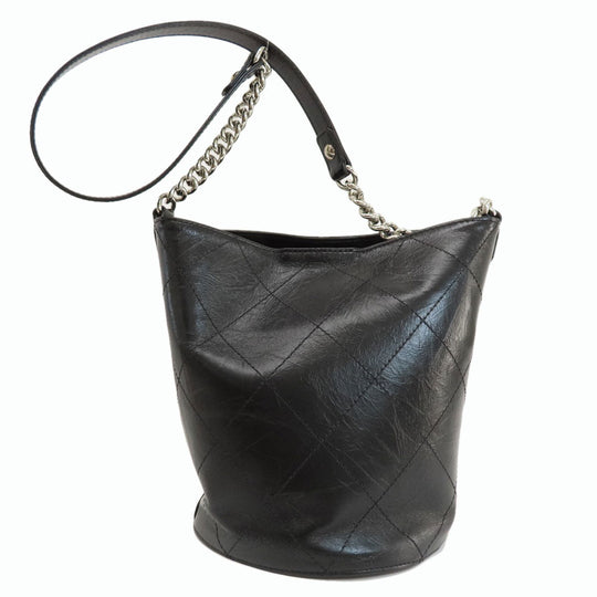 CHANEL Shoulder Bag Calfskin black Small Bucket COCO Mark SilverMetal