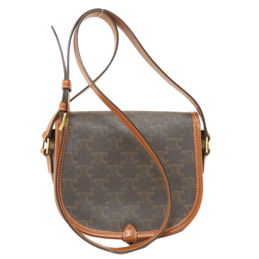 CELINE Shoulder Bag PVC Brown Macadam Pattern Women Used Authentic