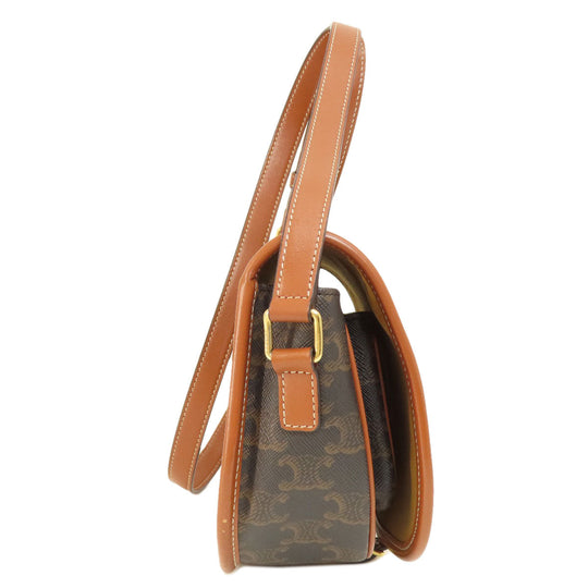 CELINE Shoulder Bag PVC Brown Macadam Pattern Women Used Authentic