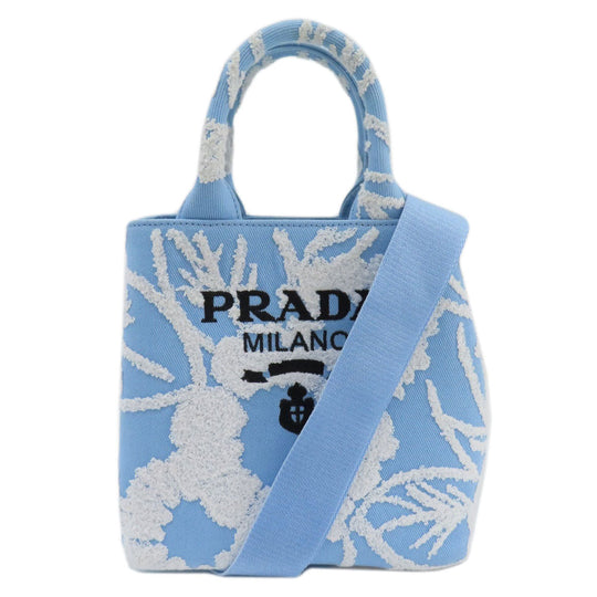 PRADA Tote Bag 1BA343 canvas blue Drill 2WAY Women Used Authentic