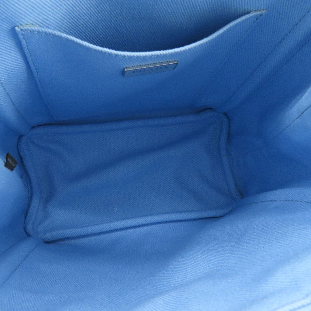 PRADA Tote Bag 1BA343 canvas blue Drill 2WAY Women Used Authentic