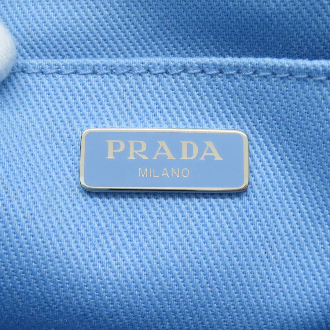 PRADA Tote Bag 1BA343 canvas blue Drill 2WAY Women Used Authentic