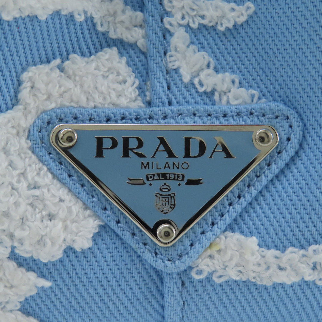 PRADA Tote Bag 1BA343 canvas blue Drill 2WAY Women Used Authentic