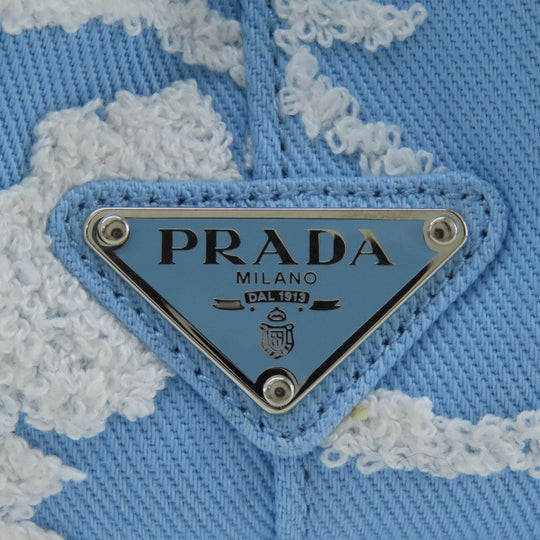 PRADA Tote Bag 1BA343 canvas blue Drill 2WAY Women Used Authentic