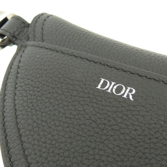 Christian Dior Accessory pouch leather black Saddle pouch Women Used Authentic