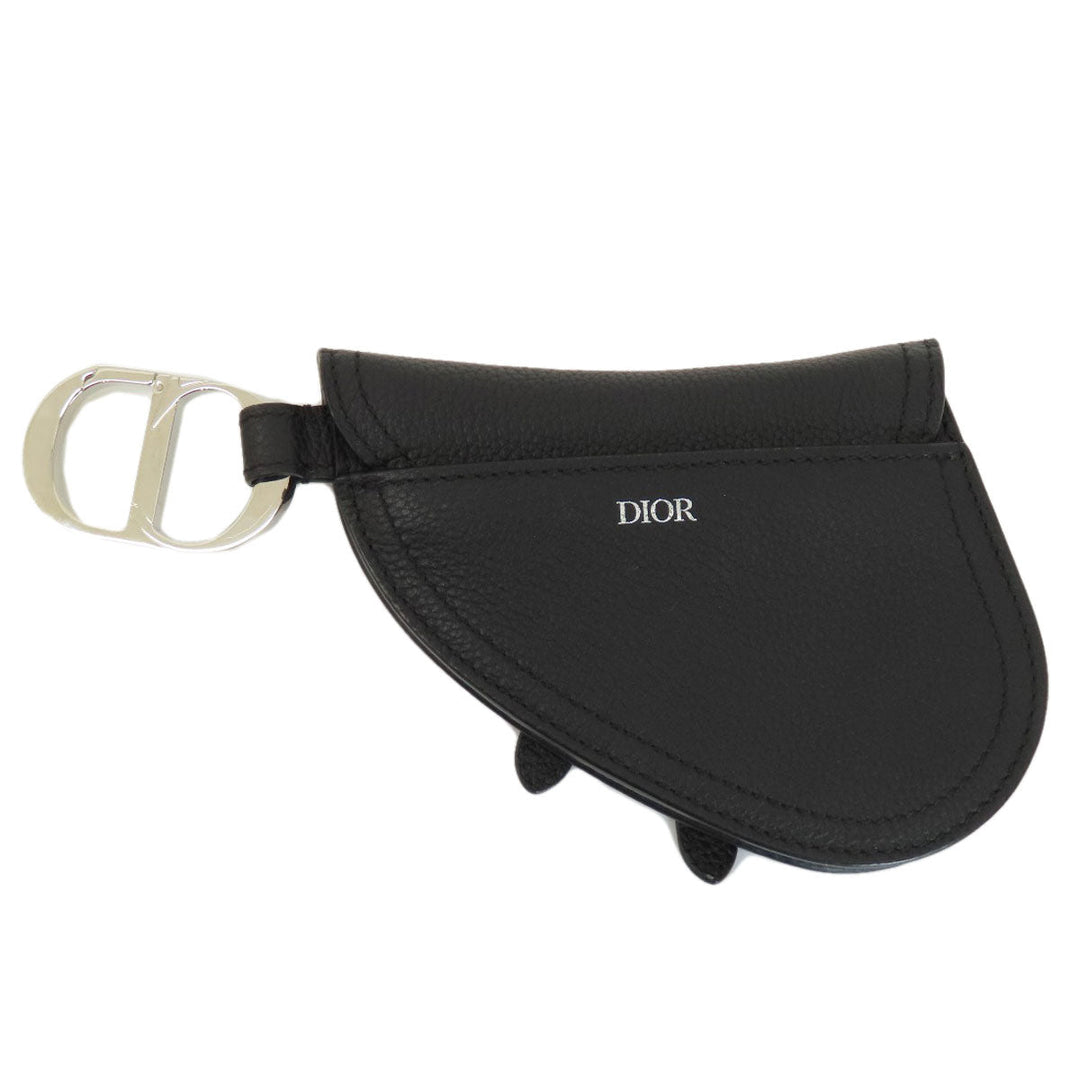 Christian Dior Accessory pouch leather black Saddle pouch Women Used Authentic