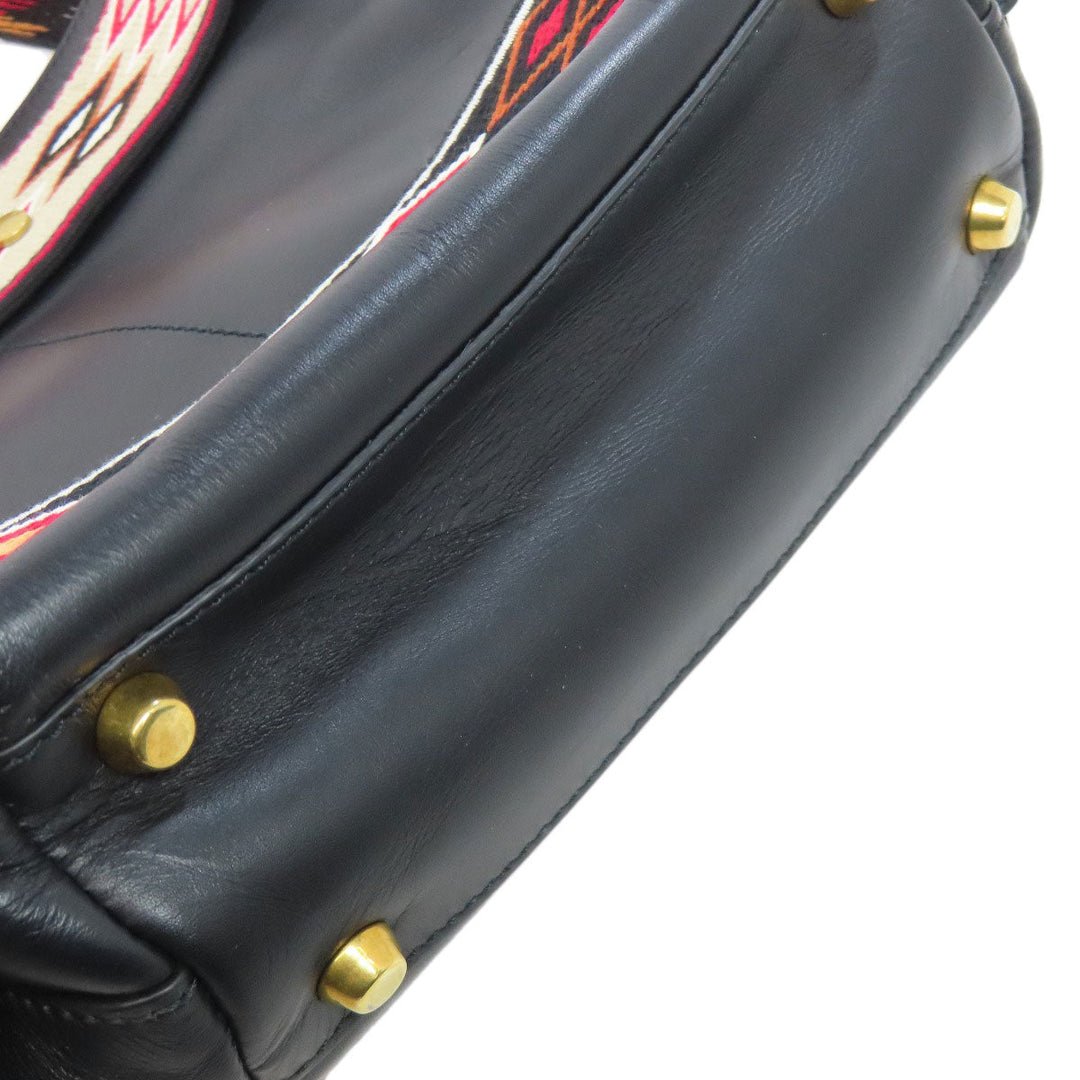 Christian Dior Shoulder Bag leather black Exotic 2WAY Women Used Authentic