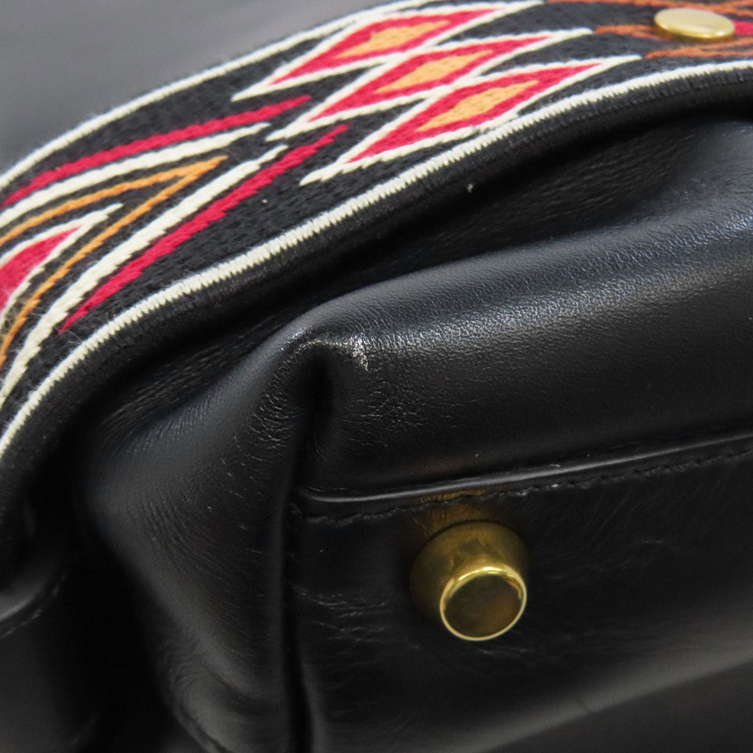 Christian Dior Shoulder Bag leather black Exotic 2WAY Women Used Authentic