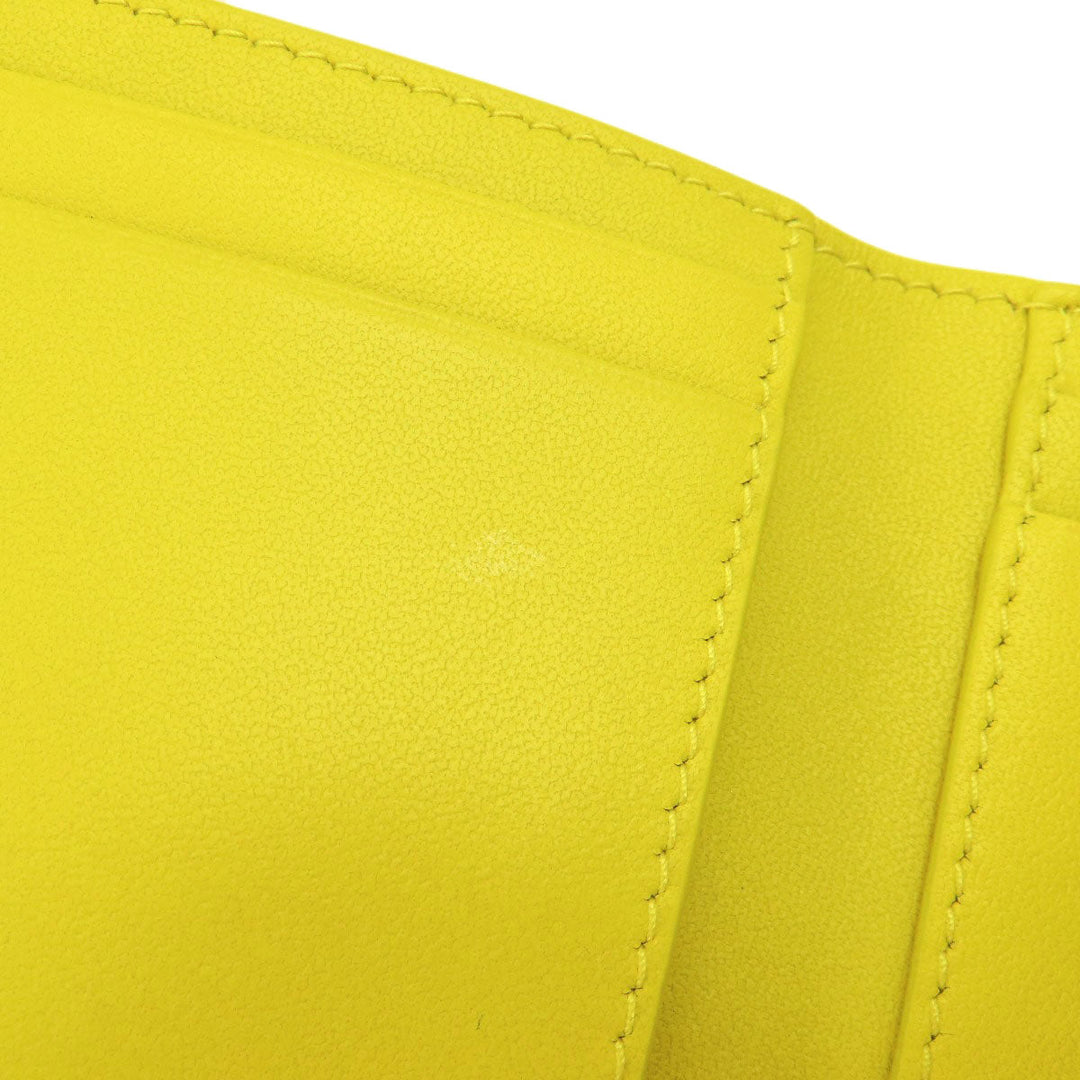 Christian Dior Bifold Wallet Calfskin yellow Lady Dior