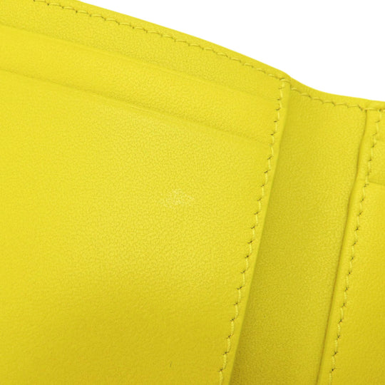 Christian Dior Bifold Wallet Calfskin yellow Lady Dior