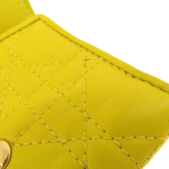 Christian Dior Bifold Wallet Calfskin yellow Lady Dior