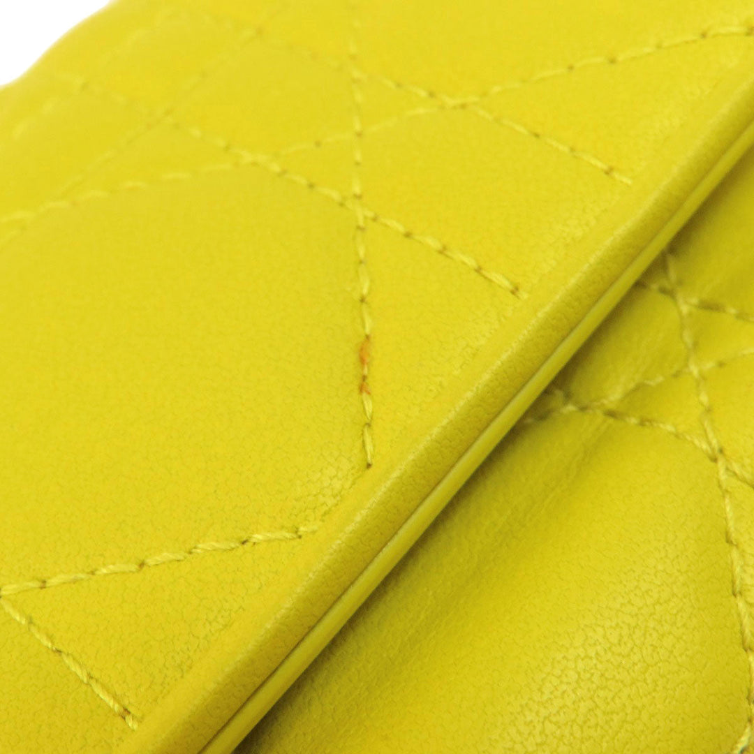 Christian Dior Bifold Wallet Calfskin yellow Lady Dior