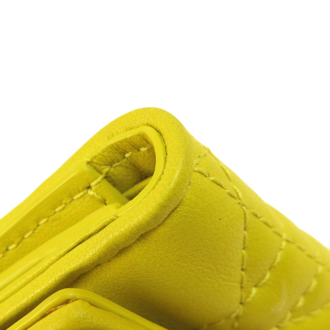 Christian Dior Bifold Wallet Calfskin yellow Lady Dior