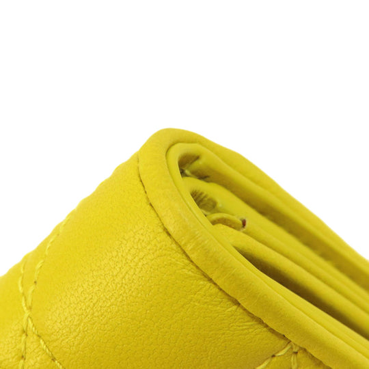 Christian Dior Bifold Wallet Calfskin yellow Lady Dior