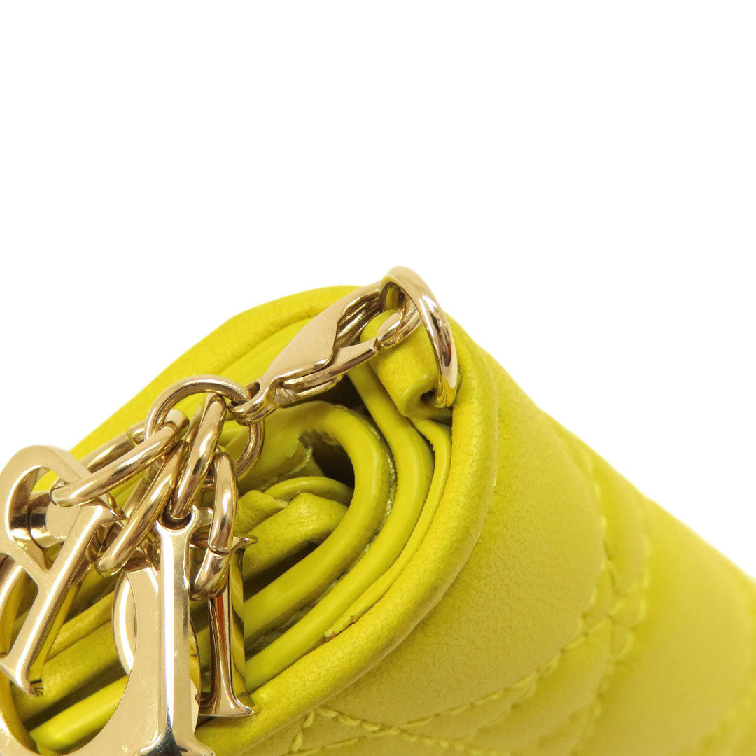 Christian Dior Bifold Wallet Calfskin yellow Lady Dior