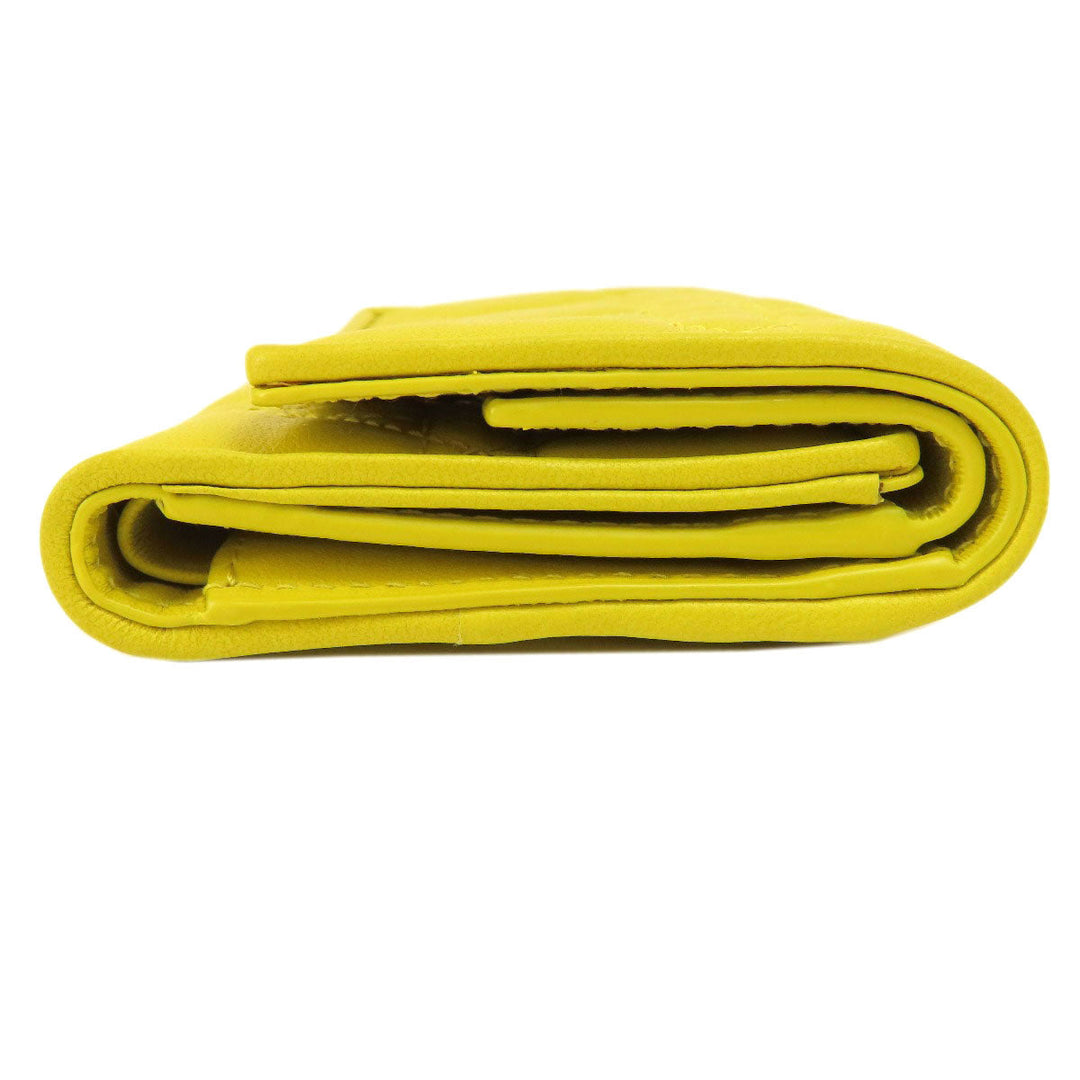 Christian Dior Bifold Wallet Calfskin yellow Lady Dior