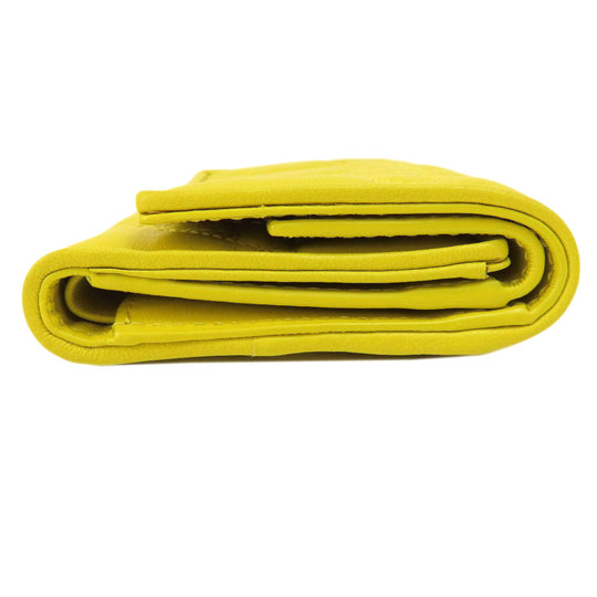 Christian Dior Bifold Wallet Calfskin yellow Lady Dior