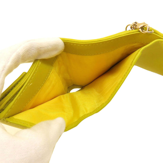 Christian Dior Bifold Wallet Calfskin yellow Lady Dior