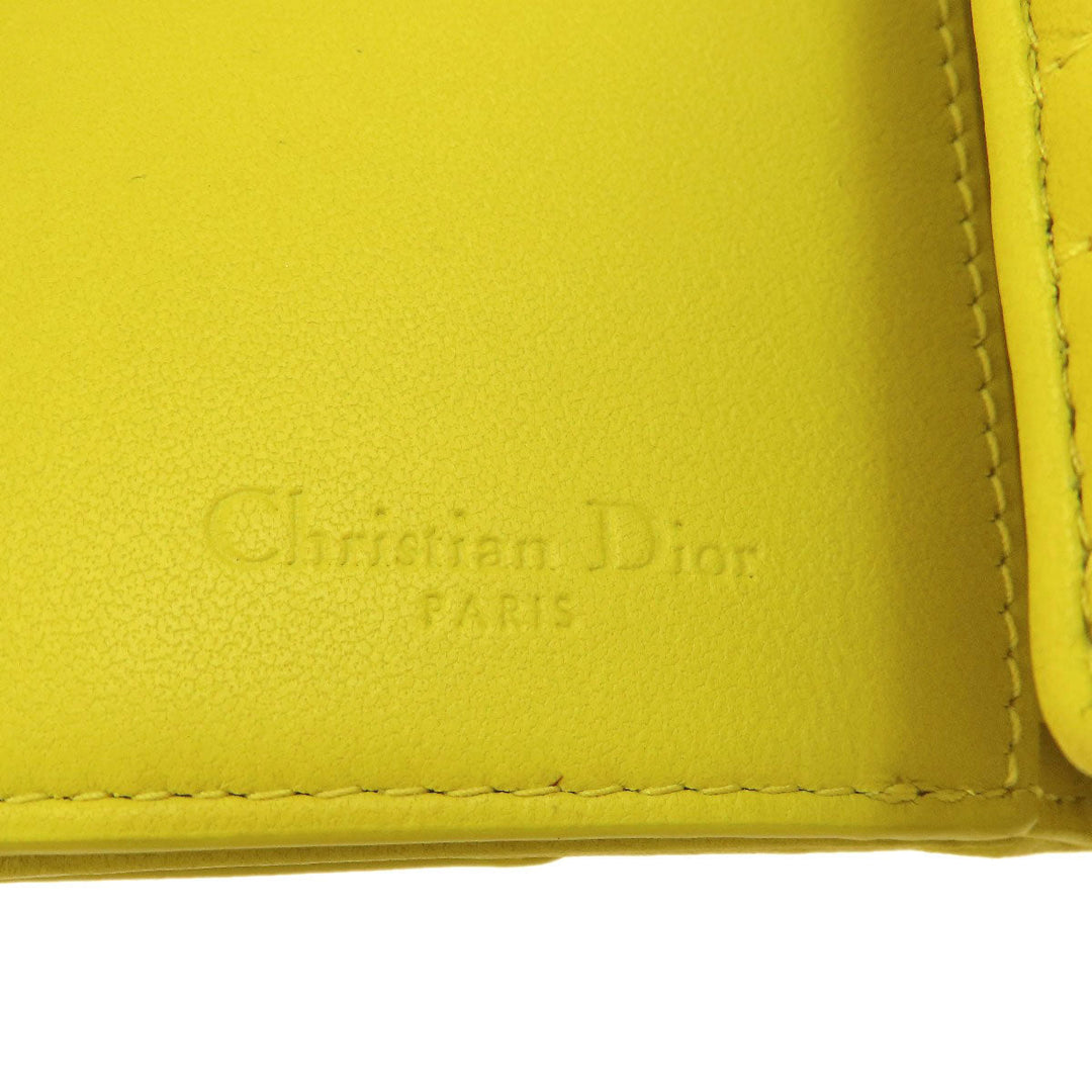 Christian Dior Bifold Wallet Calfskin yellow Lady Dior