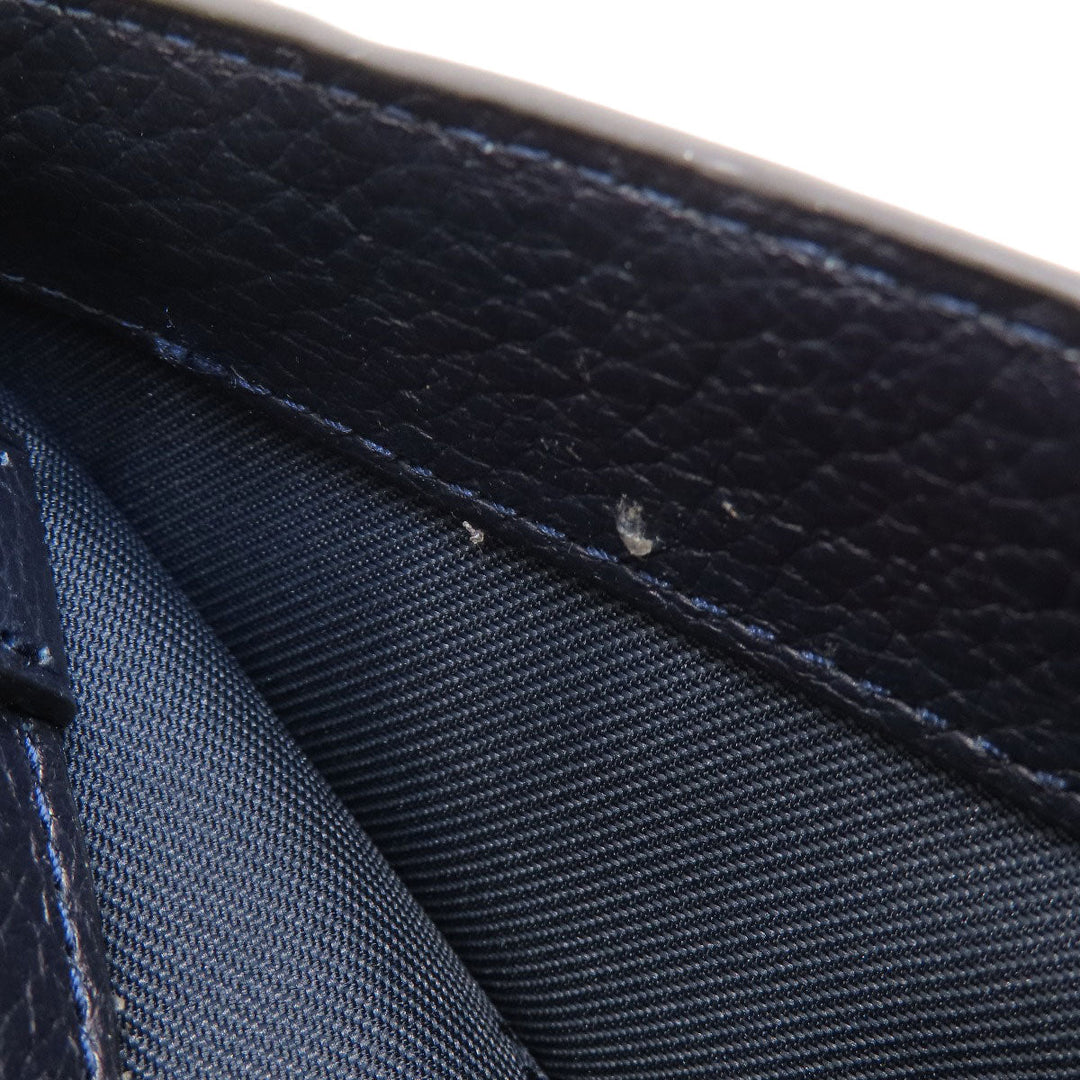 COACH Tote Bag 37167 leather Navy logoMetal 2WAY Women Used Authentic