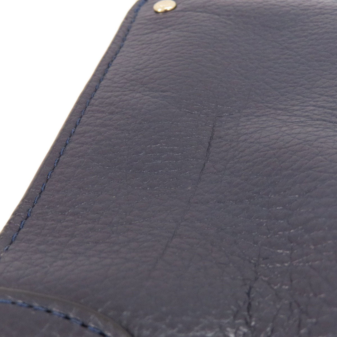 COACH Tote Bag 37167 leather Navy logoMetal 2WAY Women Used Authentic