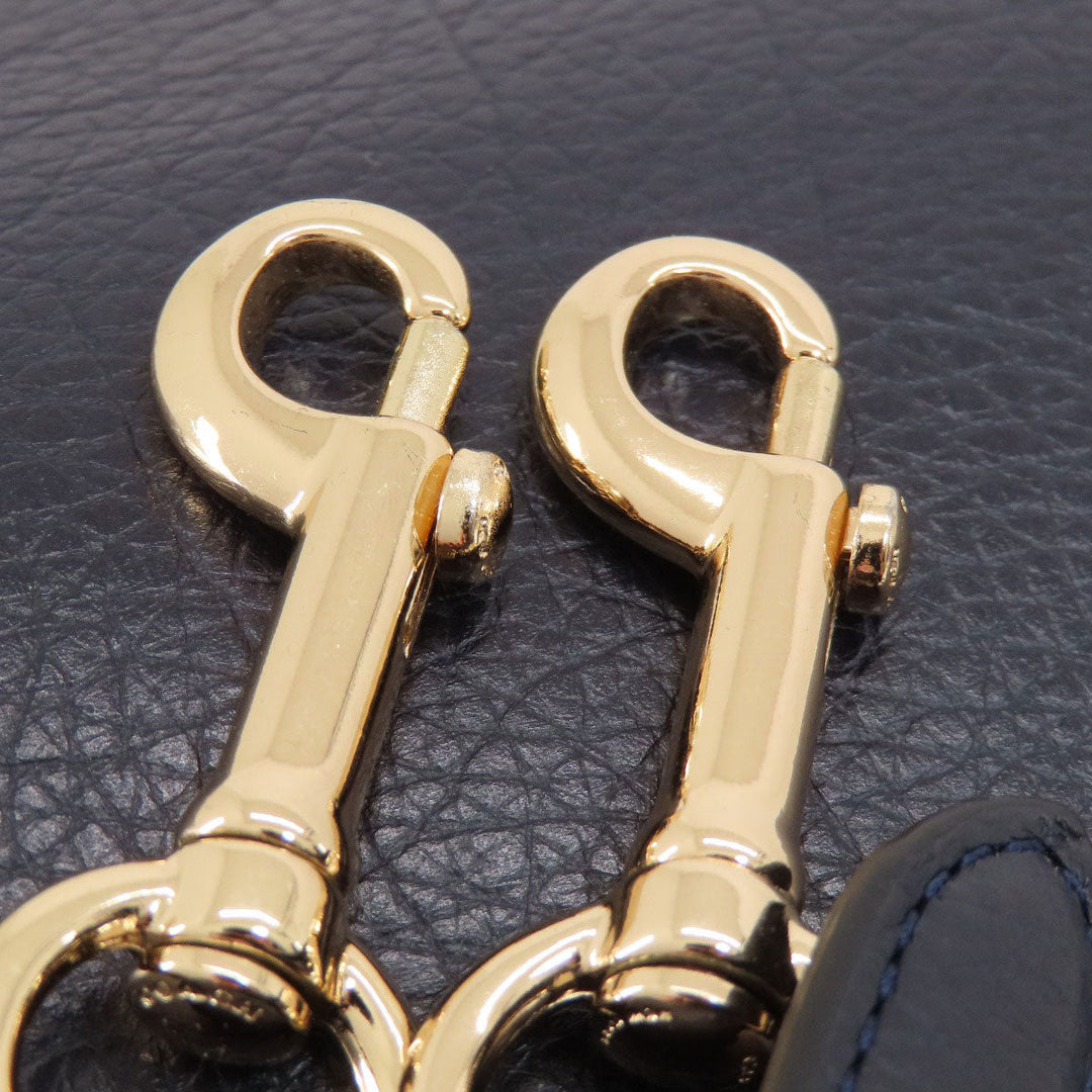 COACH Tote Bag 37167 leather Navy logoMetal 2WAY Women Used Authentic