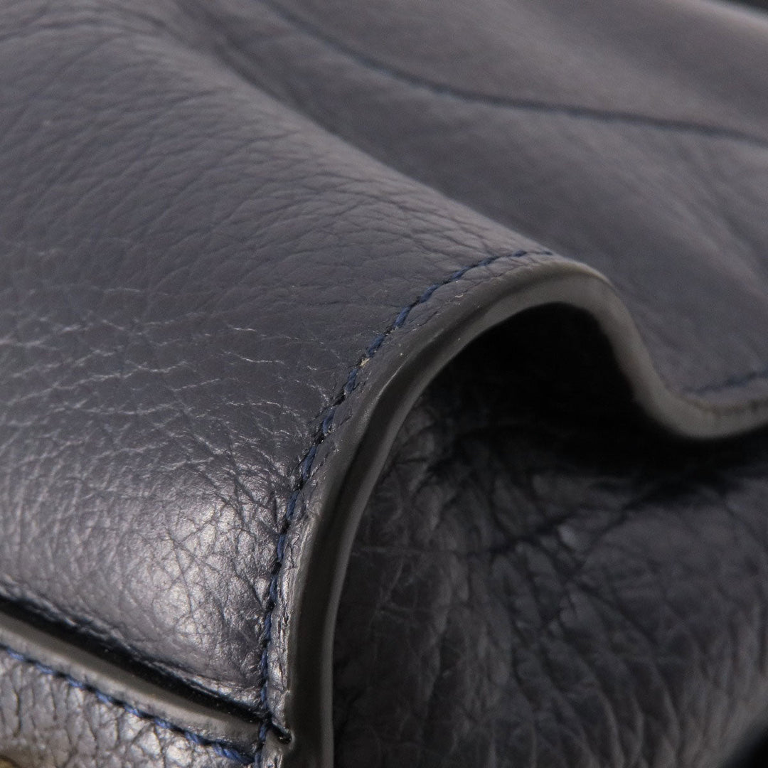 COACH Tote Bag 37167 leather Navy logoMetal 2WAY Women Used Authentic