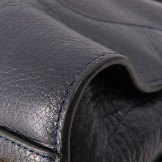 COACH Tote Bag 37167 leather Navy logoMetal 2WAY Women Used Authentic