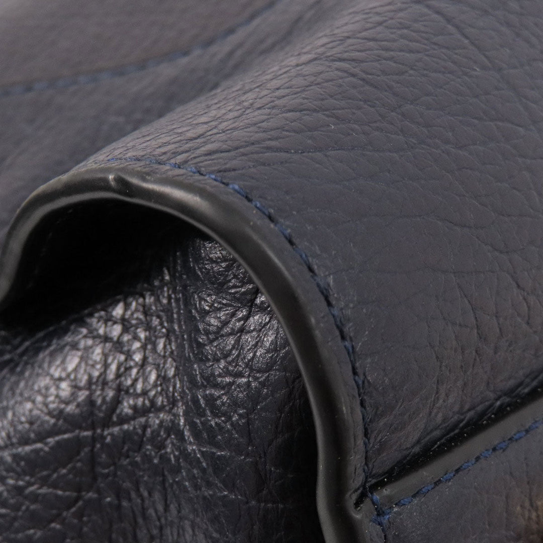 COACH Tote Bag 37167 leather Navy logoMetal 2WAY Women Used Authentic