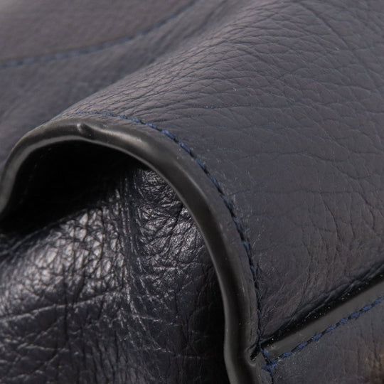 COACH Tote Bag 37167 leather Navy logoMetal 2WAY Women Used Authentic