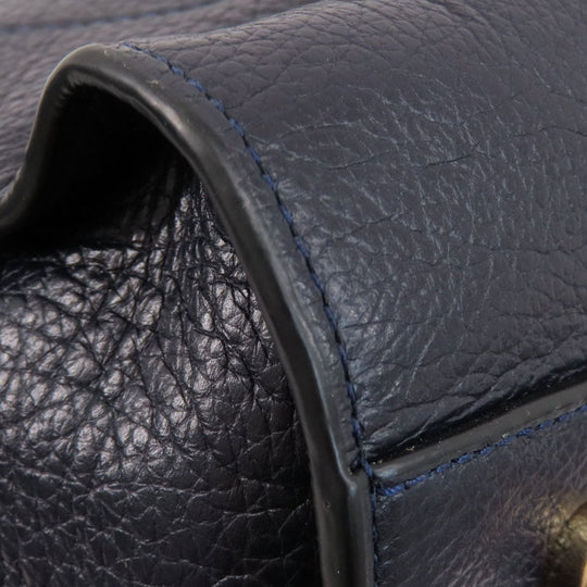 COACH Tote Bag 37167 leather Navy logoMetal 2WAY Women Used Authentic