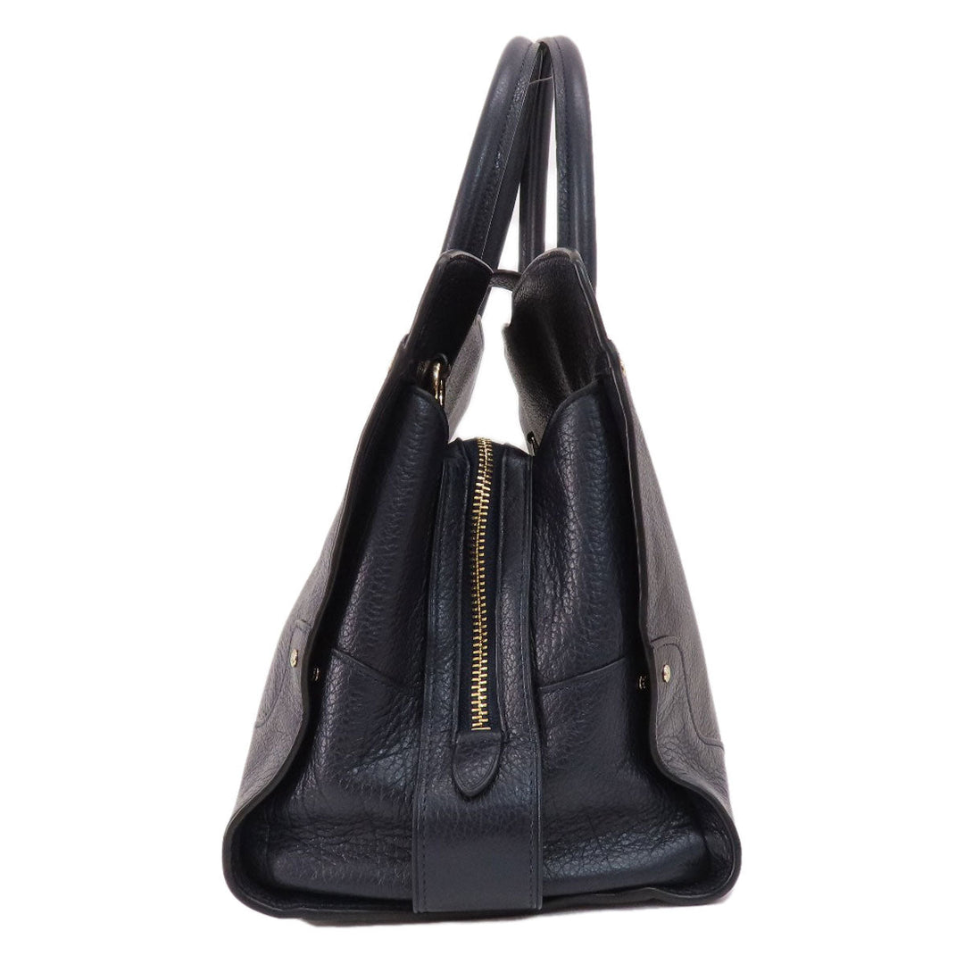 COACH Tote Bag 37167 leather Navy logoMetal 2WAY Women Used Authentic