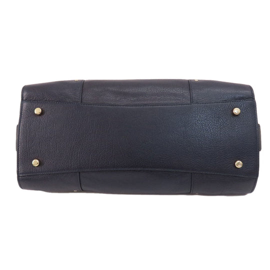 COACH Tote Bag 37167 leather Navy logoMetal 2WAY Women Used Authentic